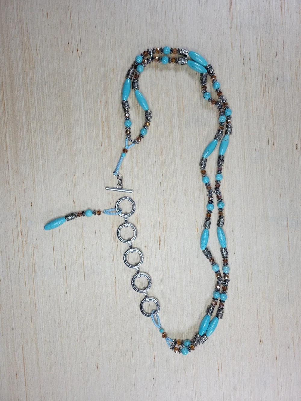 Ariat Western Belt  Turquoise Bead Silver Ring Women Size S Boho Festival A15172